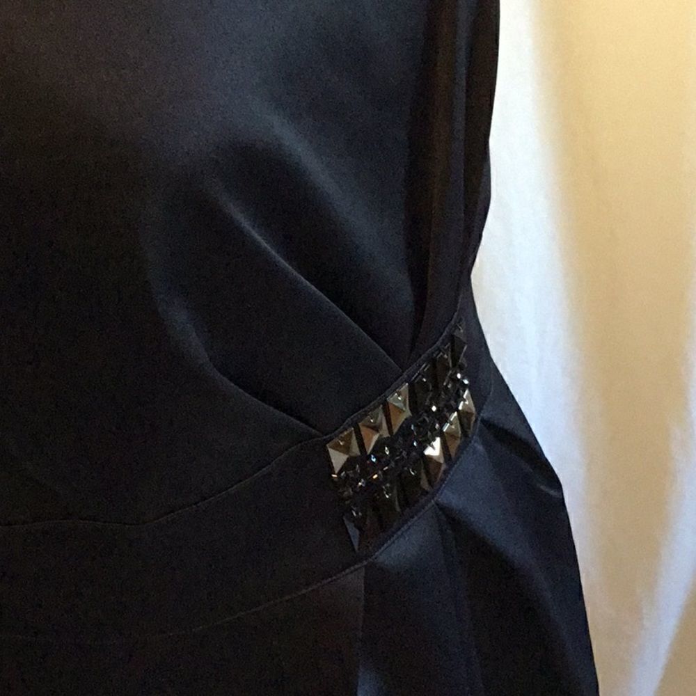 Midnight blue evening dress w/ jeweled waist in 10 - Picture 5 of 8